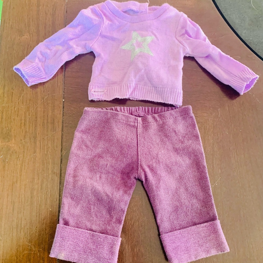 American Girl Doll Outfit Purple pants and sweater with silver star